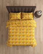 Medium| Pure Cotton Double Sheet Set (5ft x 7ft) + 2 Pillow Covers | Yellow