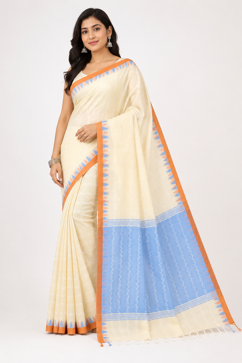 Premium Khadi Handloom Cotton Saree| White