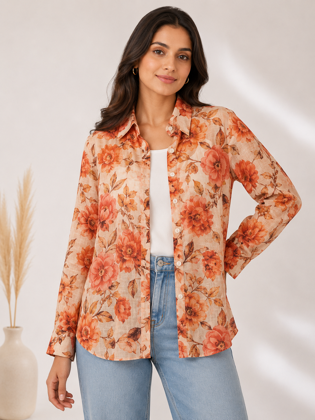 Free Size| Size Ladies Premium Shirt Top With Winner | Floral ( Best fit L/XL)