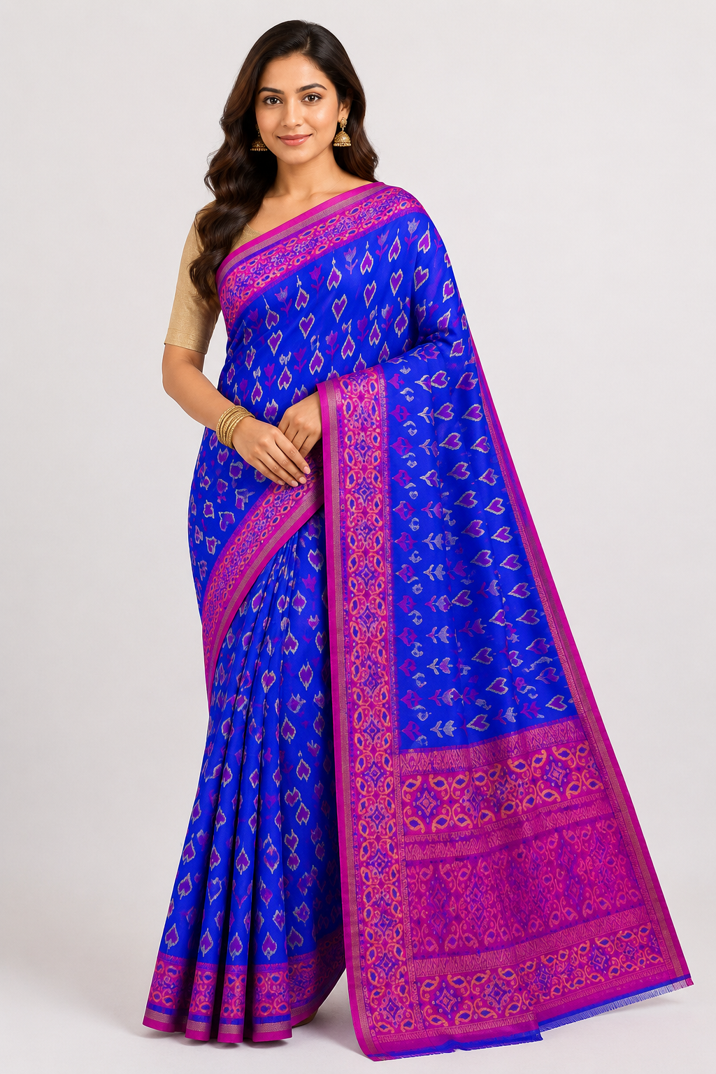 Premium Pochampally Ikkat Silk Saree| Blue