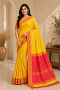 Handloom Saree With Zari Work| Yellow
