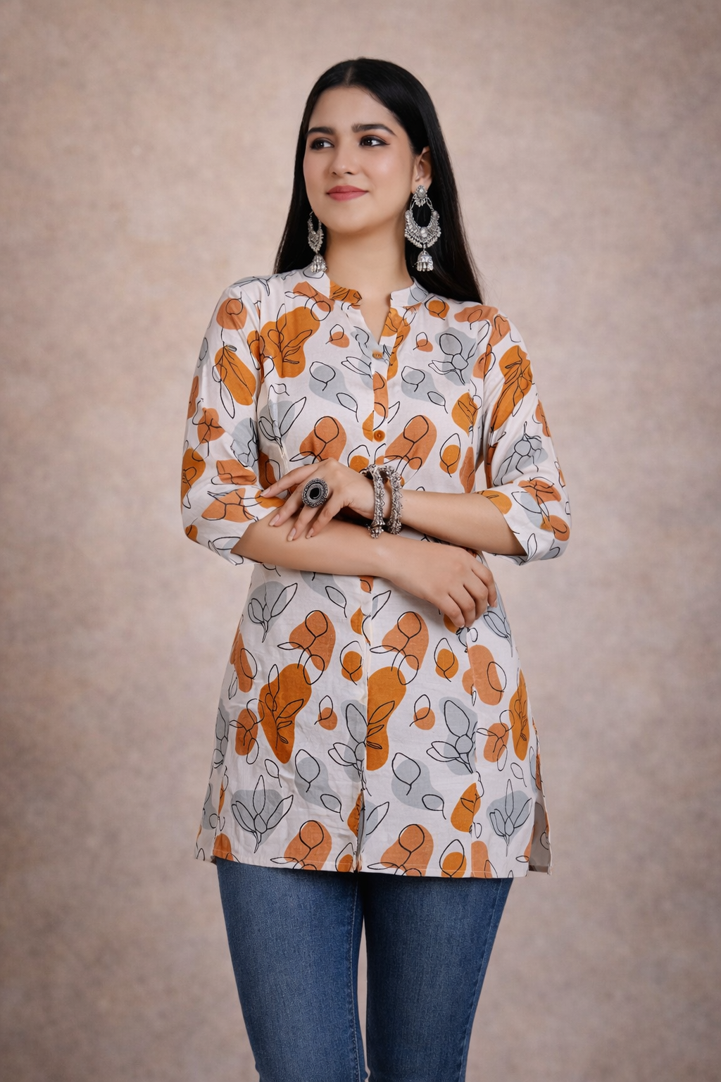 XXL SIZE |PURE RAYON SHORT PRINTED KURTI | WHITE