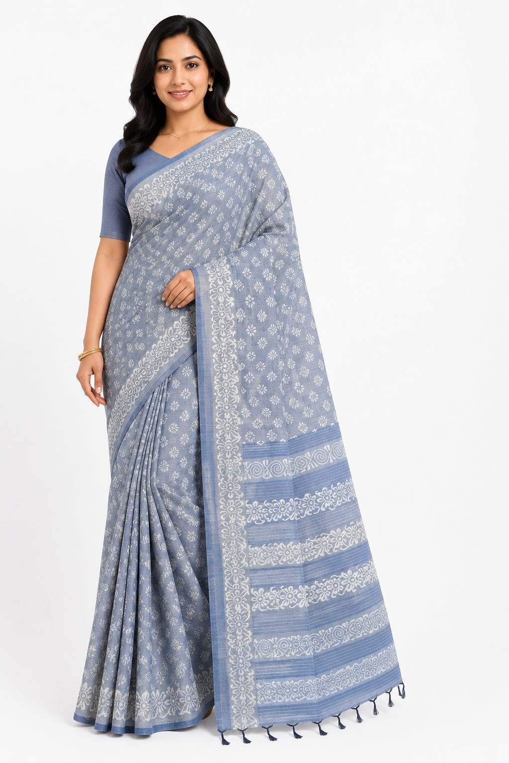 Replica Budget Tassar Silk Saree | Grey