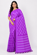 Premium Stitch Work Assam Silk Saree| Purple