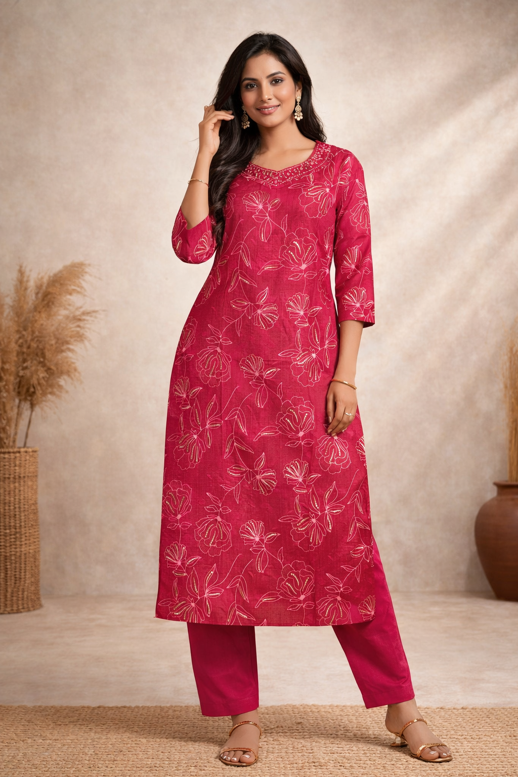 3XL SIZE| Vatican Silk 2 Pieces Printed Designer Kurti/Salwar Suit| Rani