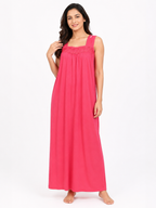 Genji Cotton Sleeveless Allen Cut Nighty | Rani Pink