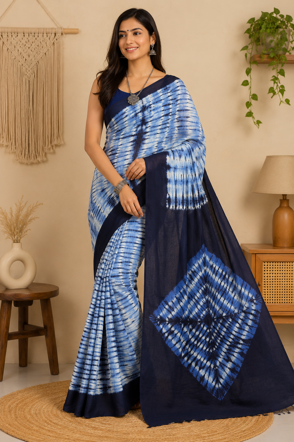 Pure Cotton Dye Saree| Blue