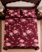 SUPER SATAN| 9x9' Premium Sateen Cotton King Bedsheet| Wine