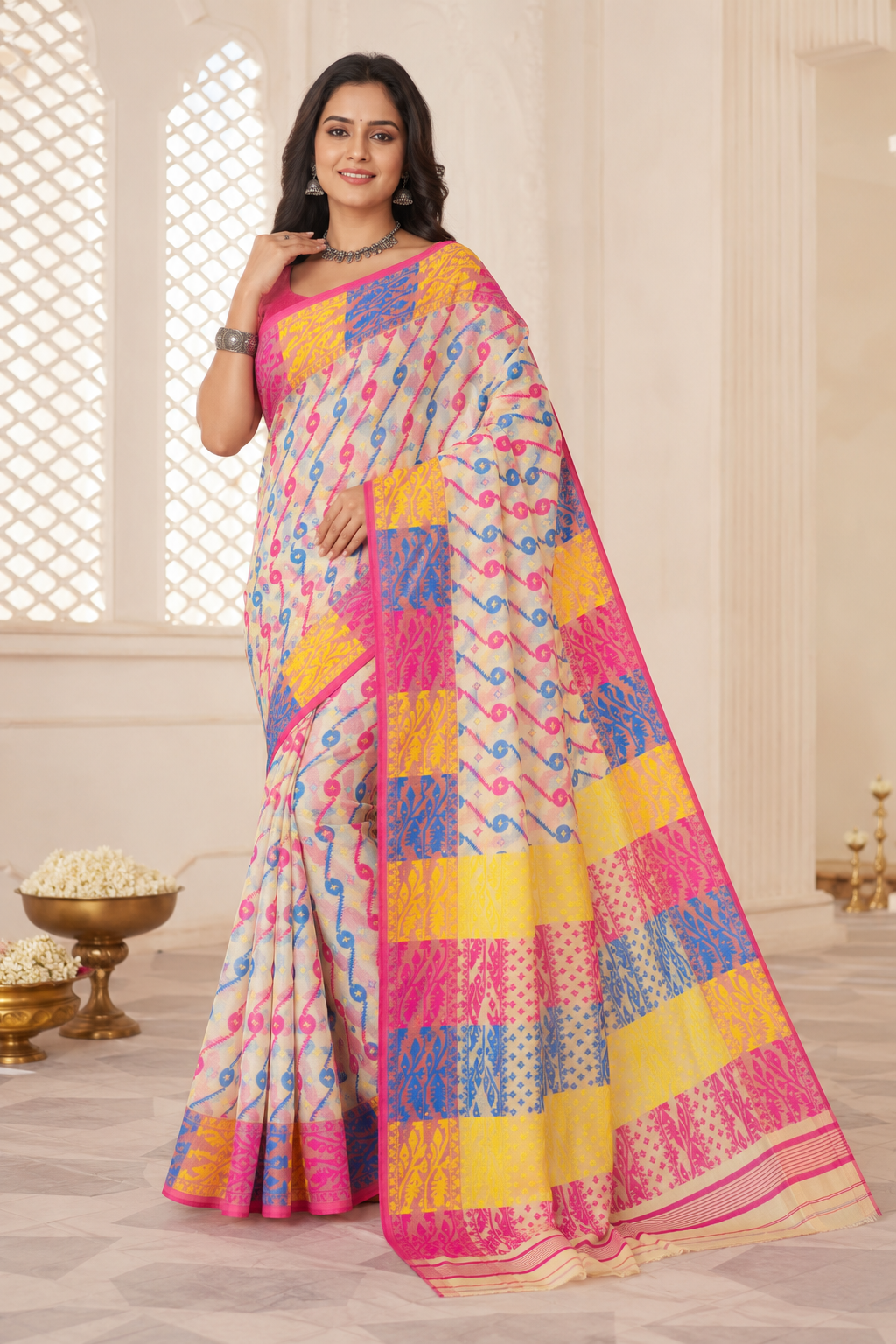 Premium Dhakai Jamdani Saree| White