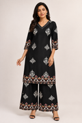 XXL SIZE| Rayon 2 Pieces Kurti/Salwar Palazzo Suit| Black