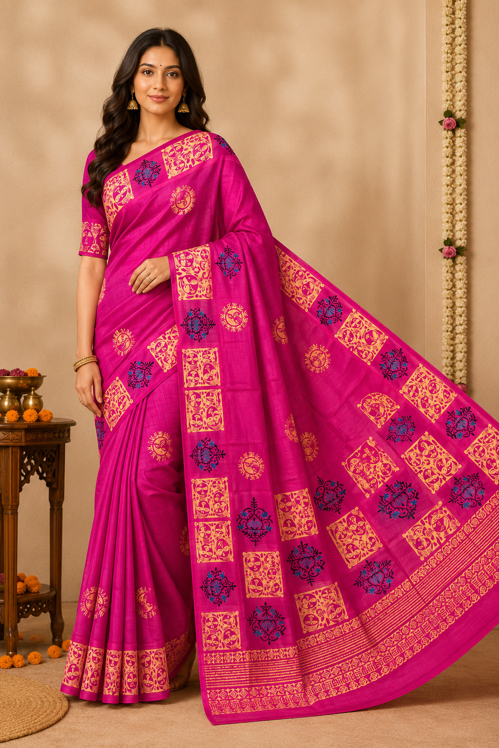 Printed Pure Katan Silk With Silkmark | Rani