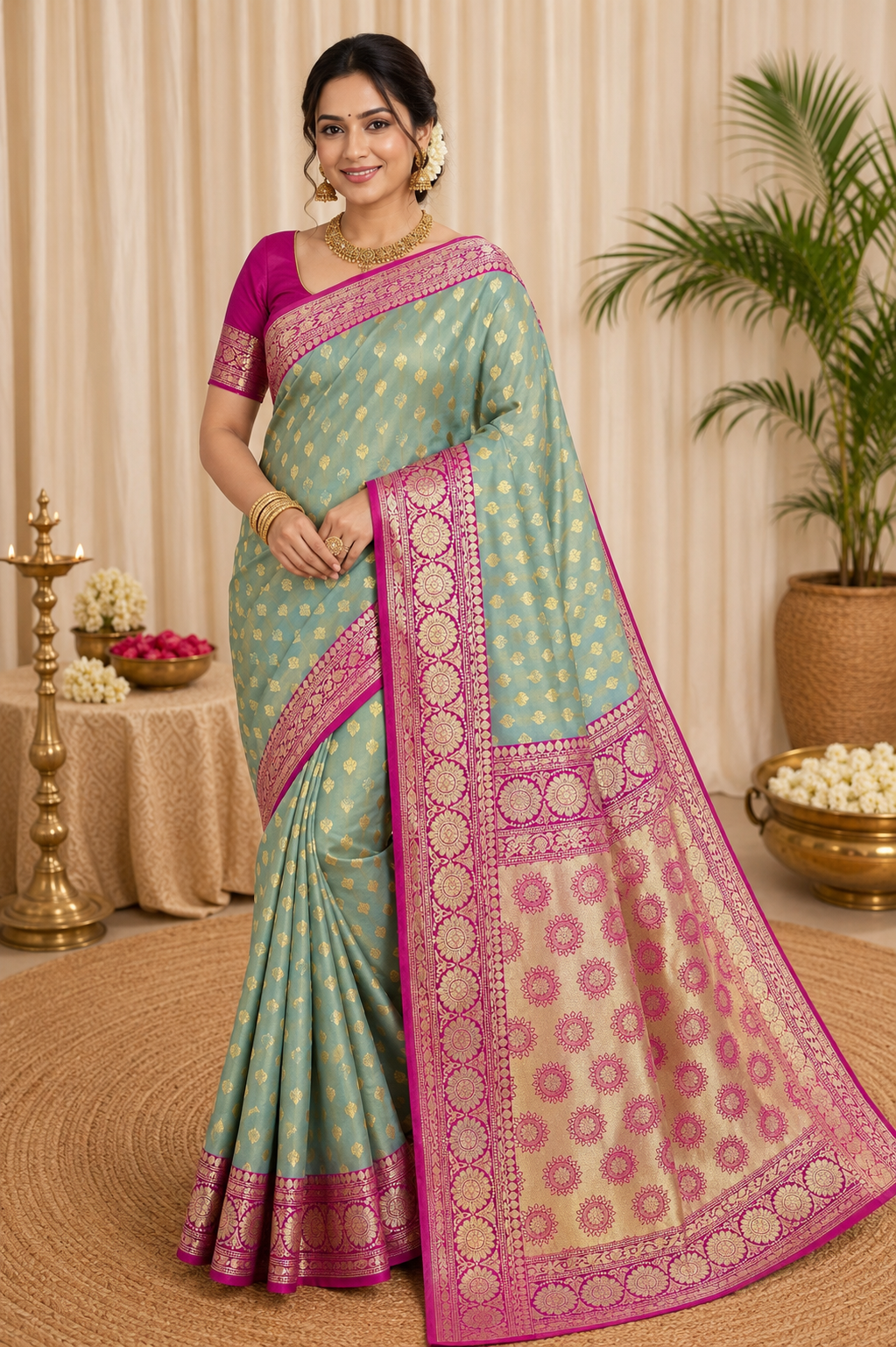 Premium Katan Bangalore Silk Saree| Teal