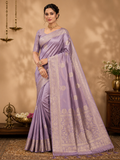 Semi Satin Masru Silk Zariwork Saree| Lavender