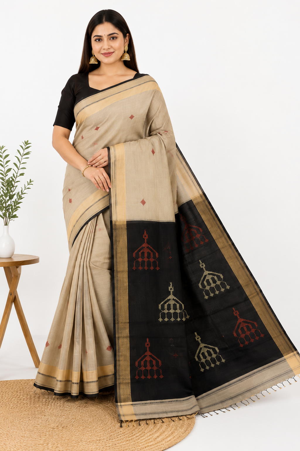 Pure Tassar Silk Saree With Silkmark | black