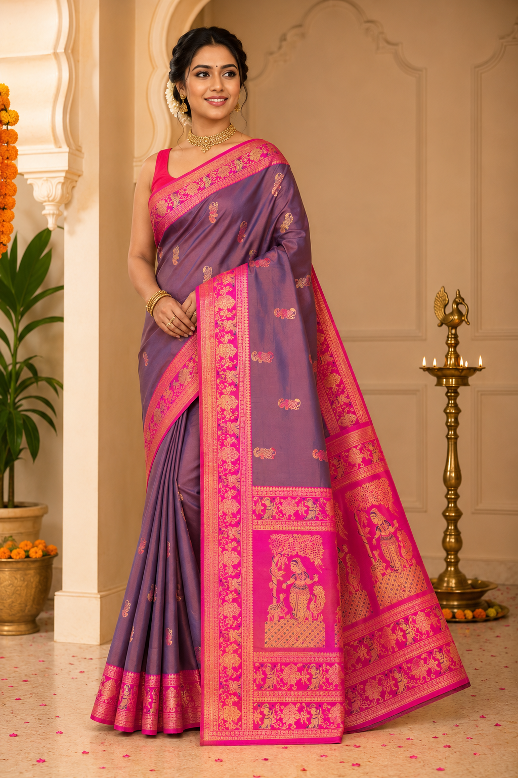 Premium Sawrnachuri Silk Saree| Purple