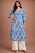 XL Size| Premium Cotton Printed Kurti | Blue