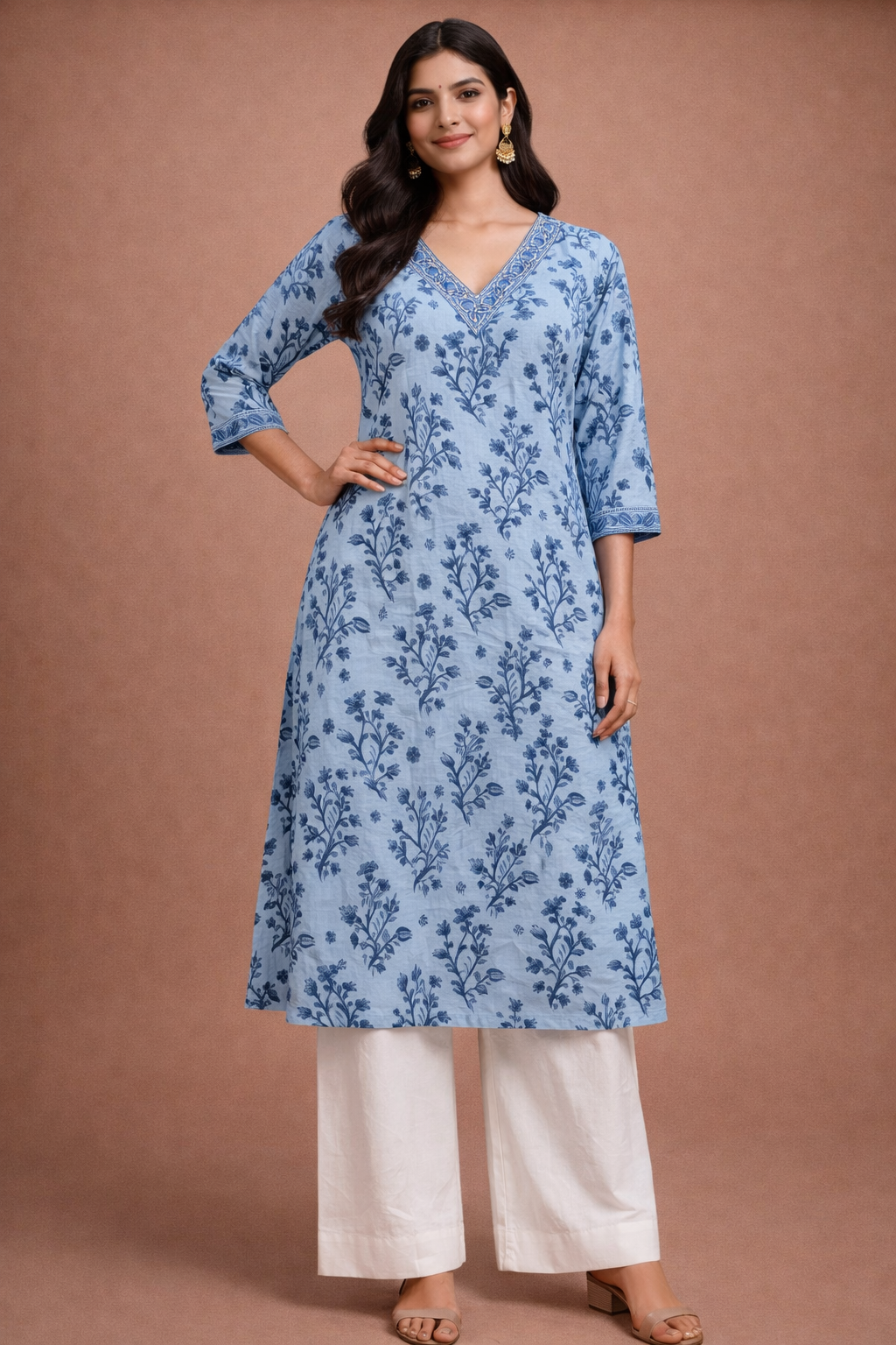 XL Size| Premium Cotton Printed Kurti | Blue