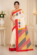 Pure Printed Silk Saree With Silkmark | White