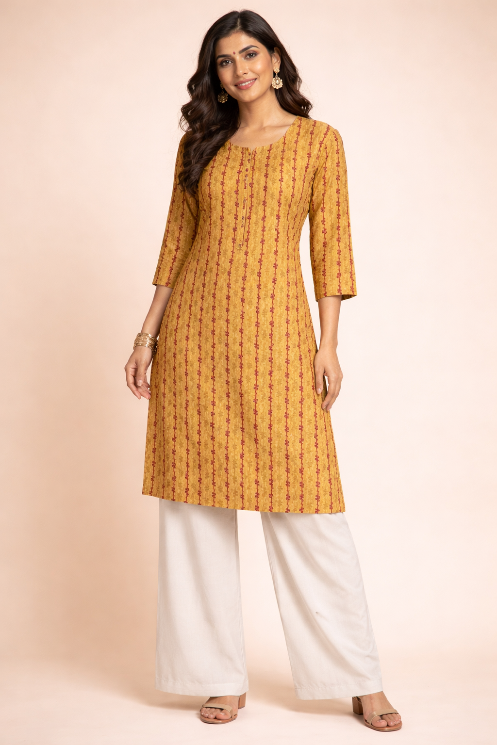 3XL Size|Basic Cotton Printed Kurti |Yellow