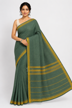 Premium Plain Dhonekhali Cotton Saree| Green