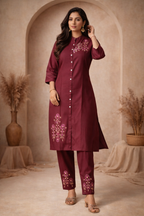 XXL SIZE| Vatican Silk 2 Pieces Printed Designer Kurti/Salwar Suit| Maroon