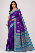Semi Sawrnachuri Raw Silk Saree|Purple