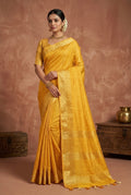 Pure Ghicha Plain Silk Saree With Silkmark | Yellow