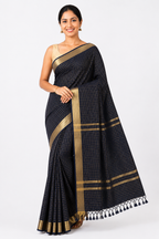 Silk Mangal Giri Check Saree| Black