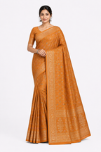 Premium Tassar Banarasi Semi Silk Saree| Rust
