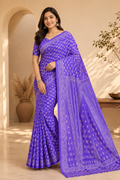 Pure Chanderi Cotton Saree| Purple