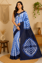 Pure Cotton Dye Saree| Blue