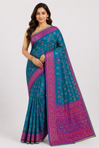 Premium Pochampally Ikkat Silk Saree| Navy Blue