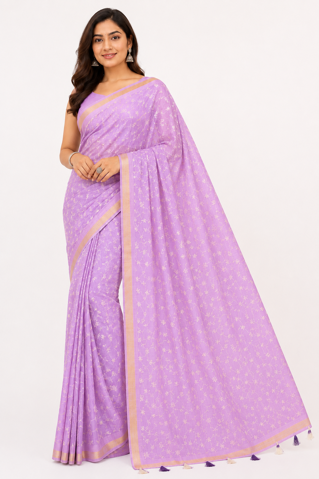 Hand Stitched Resham Kota Saree| Lavender