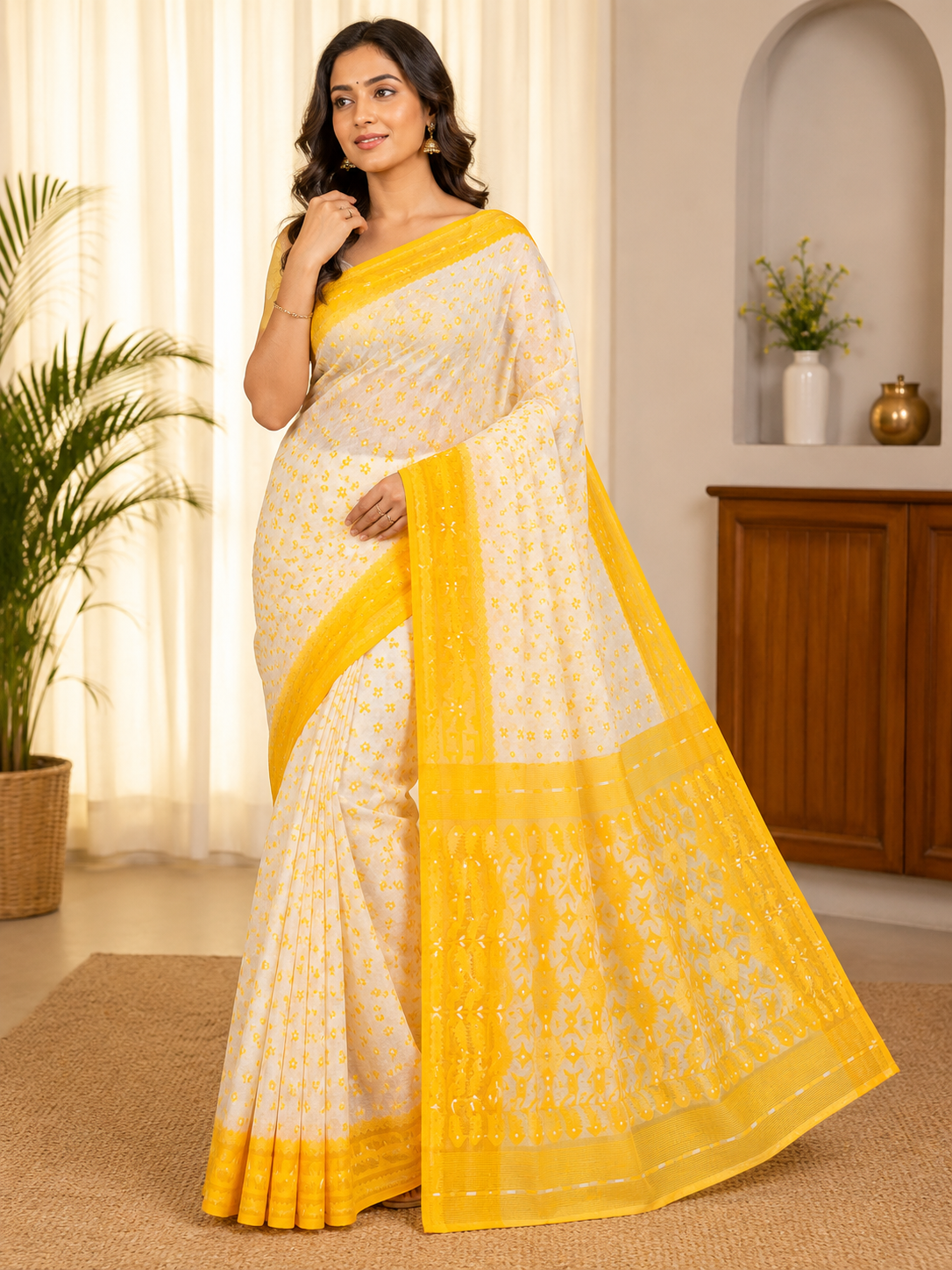 Premium Dhakai Jamdani Saree| White