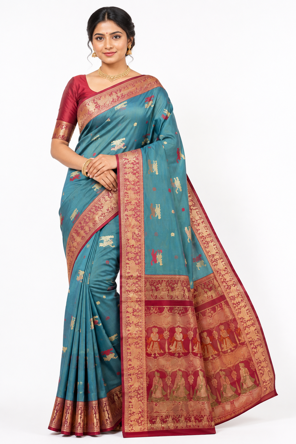 Pure Madurai Silk Saree With Silkmark | Blue