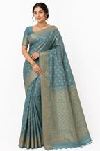 Premium Tassar Banarasi Semi Silk Saree| Grey