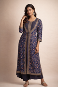 XXL Size| Cotton Printed Frock Pattern Gown/one piece|Navy Blue