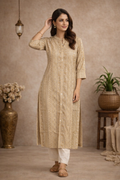 XL Size| Premium Rayon Printed Kurti With Mandarin Collar| Golden Yellow