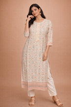 M Size| Cotton Stitched Designer Kurti | White