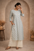 XL Size| Premium Pure Cotton Printed Kurti| White