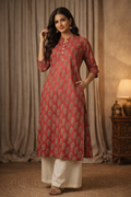3XL Size| Premium Pure Cotton Printed Kurti| Red