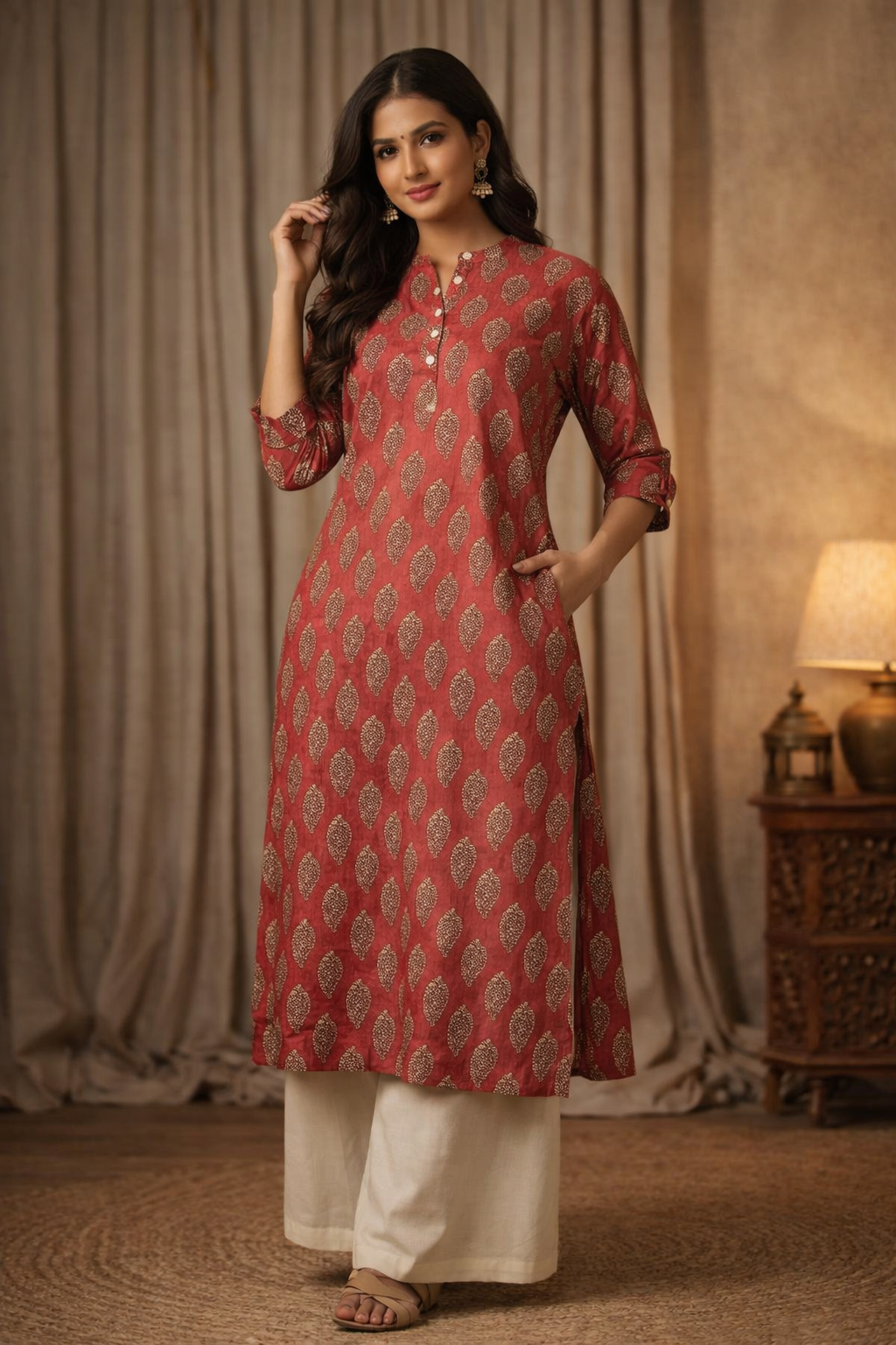 3XL Size| Premium Pure Cotton Printed Kurti| Red