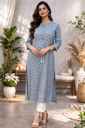 XXL Size| Premium Pure Cotton Printed Designer Kurti| Grey