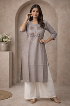XXL Size| Premium Pure Cotton Designer Kurti| Grey