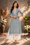 XL Size|Pure Cotton Budget Printed Kurti | Grey