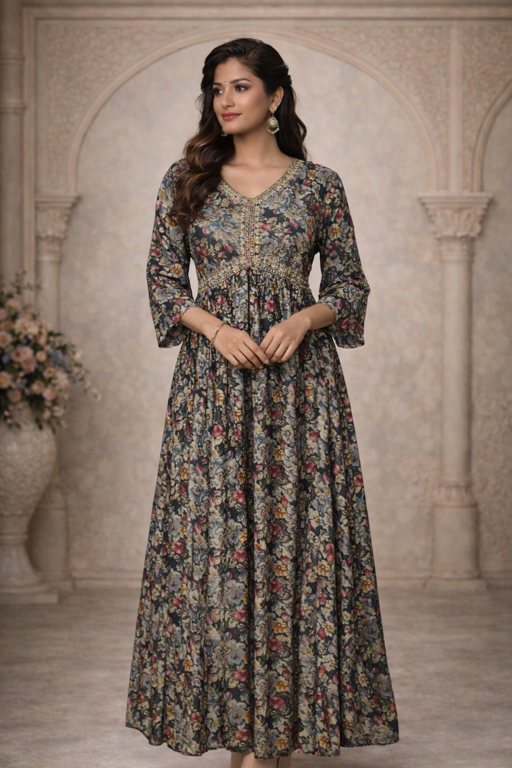 XXL Size| Premium Silk Alia Cut Gown/one piece| Black
