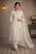 5XL SIZE| Premium Cotton 3 Pieces Stitched Kurti/Salwar Suit| White