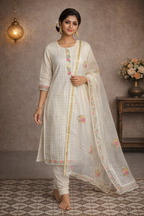 5XL SIZE| Premium Cotton 3 Pieces Stitched Kurti/Salwar Suit| White