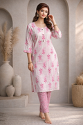 L SIZE| Premium Cotton 2 Pieces Print Kurti/Salwar Suit| White