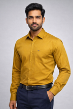 L Size| Men Plain Shirt Full Sleve| Golden